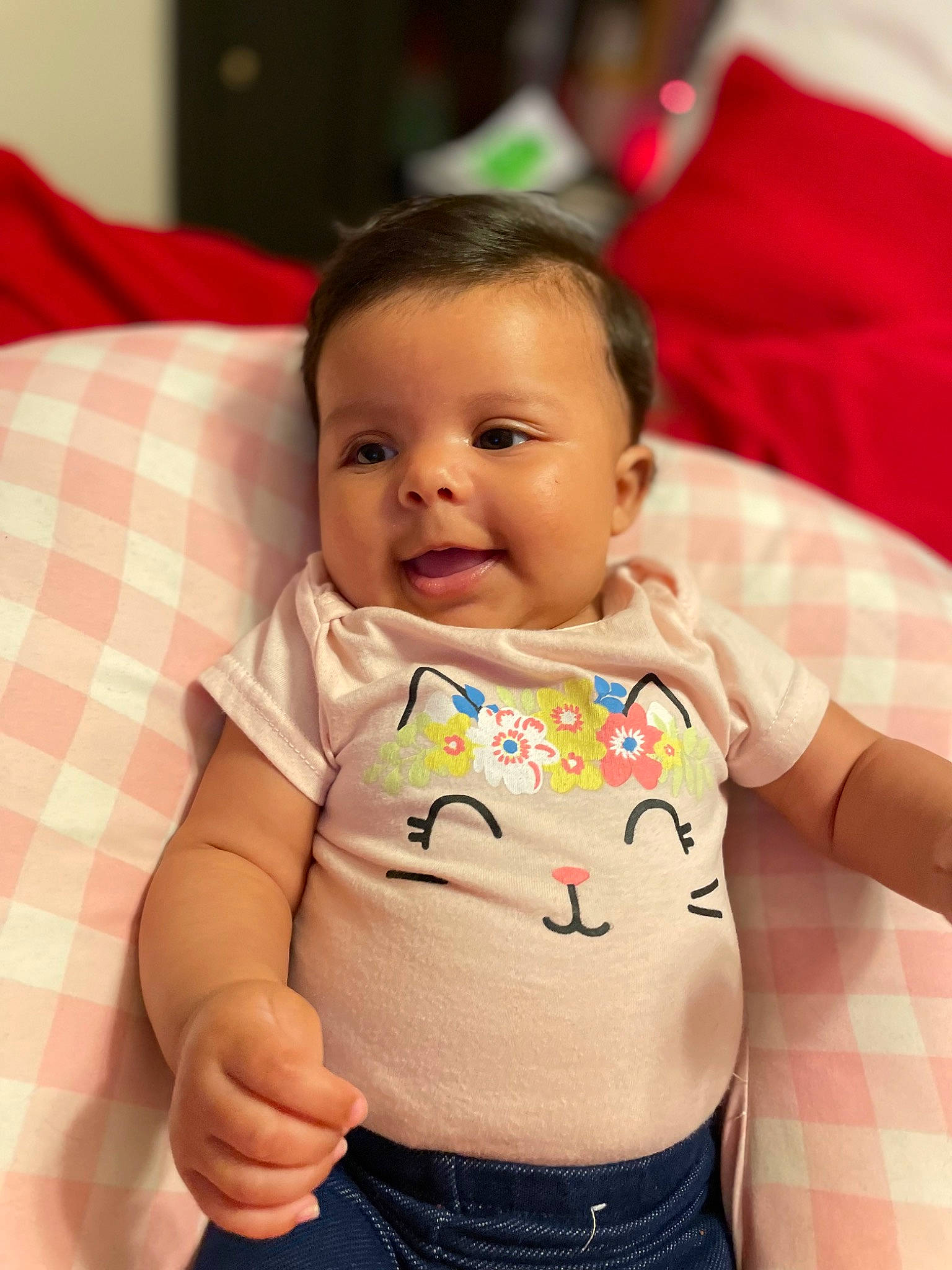 Laurel joined the competition — help win amazing prizes! arm, baby, baby_toddler_clothing, cheek, chin, comfort, eye, gesture, happy, iris, lip, mouth, neck, nose, person, pink, skin, sleeve, smile, stomach