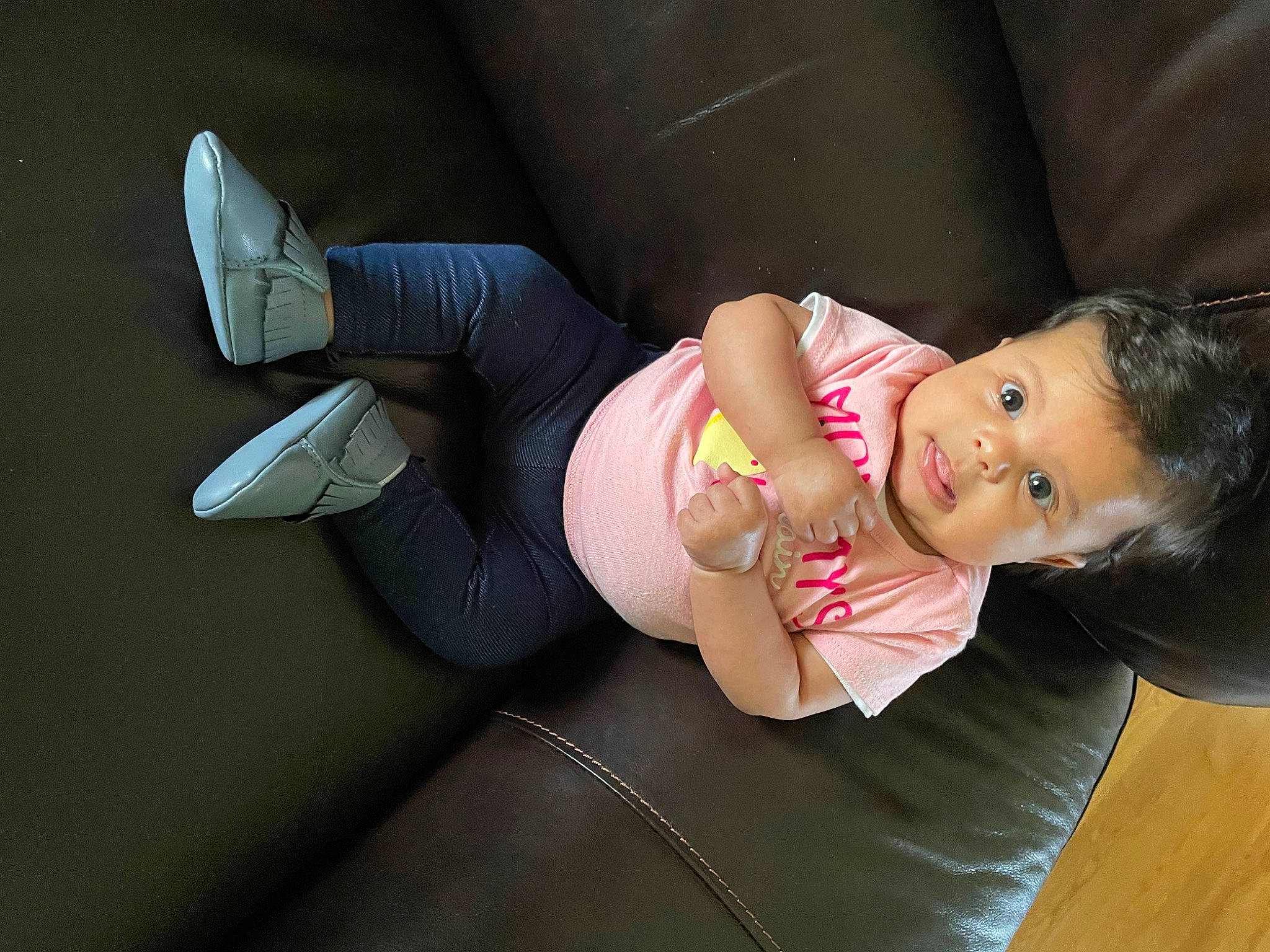 Laurel is registered to the contest to win money with this photo: abdomen, baby, baby_toddler_clothing, child, comfort, couch, elbow, flash_photography, foot, fun, happy, human_leg, joint, knee, lap, leg, person, sitting, sock, thigh