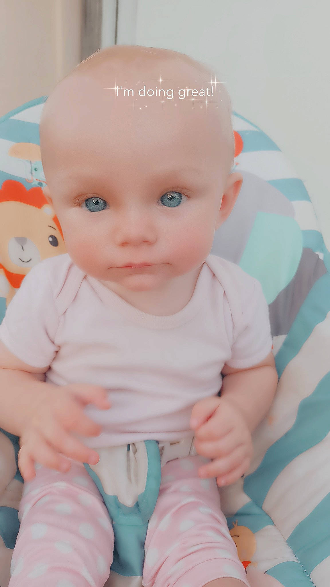 Acelynn joined the competition — help win amazing prizes! baby, baby_toddler_clothing, cheek, child, chin, eye, eyelash, face, finger, iris, lip, mouth, neck, nose, person, pink, skin, sleeve, standing, toddler