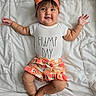 Ily Noriega joined the competition — help win amazing prizes! baby, baby_girl, blanket, bow, child, clothing, cute, floral, happy, headband, indoor, infant, lying_down, onesie, person, portrait, quilted, skin, skirt, smiling