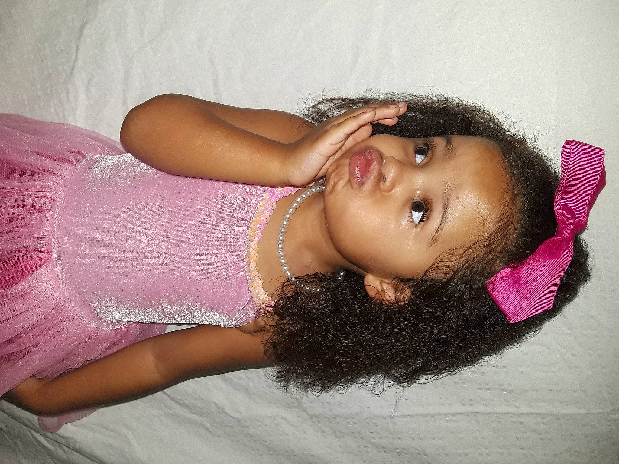 Mercedes is registered to the contest to win money with this photo: black_hair, chest, dress, eye, eyebrow, eyelash, flash_photography, human_body, joint, lip, long_hair, magenta, neck, person, pink, purple, skin, textile, thigh, trunk