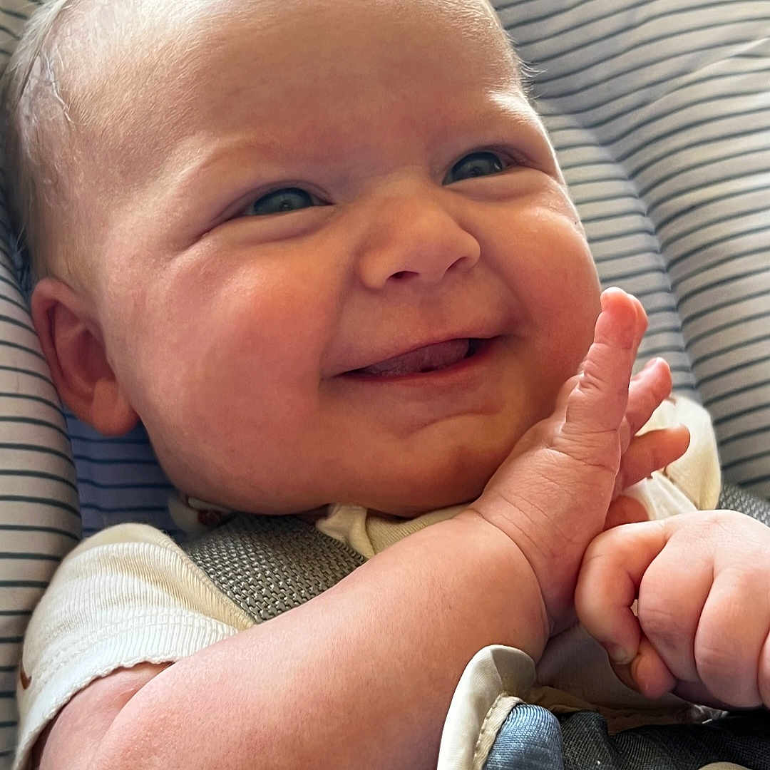 Maesye is registered to the contest to win money with this photo: accessories, baby, babylaughing, bodypart, cushion, face, finger, furniture, hand, happy, head, homedecor, jewelry, laughing, newborn, person, photography, portrait, smile, wrist