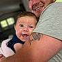 Hadyn joined the competition — help win amazing prizes! baby, man, smiling, tattoo, indoor, portrait, hug, happy, person, child, face, expression, closeup, skin, arm, clothing, blue_eyes, blanket, love, family