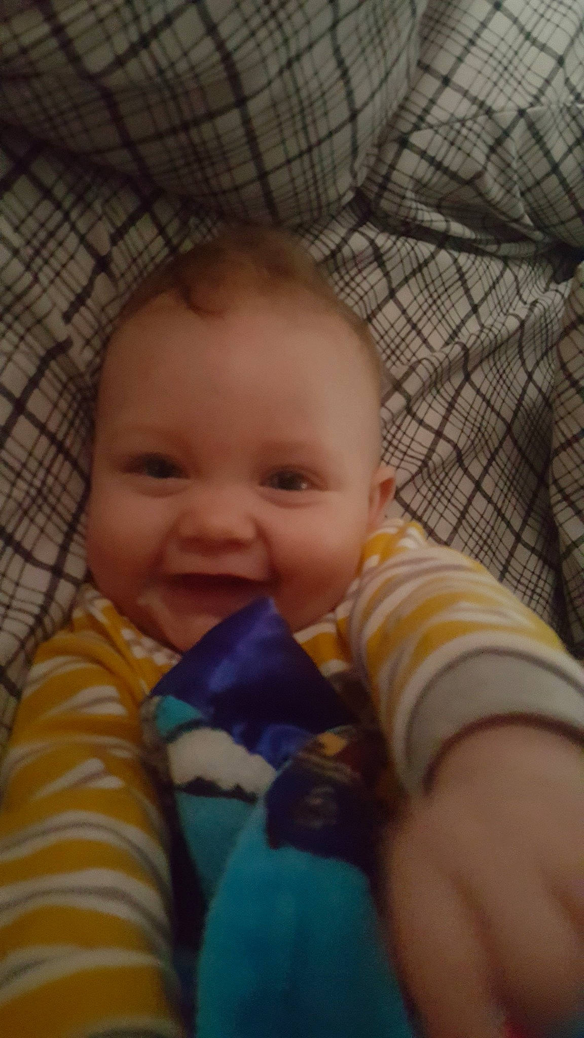 Justin Jr joined the competition — help win amazing prizes! baby, cheek, child, eye, face, finger, hand, head, iris, lip, mouth, nose, person, skin, smile, thumb, toddler