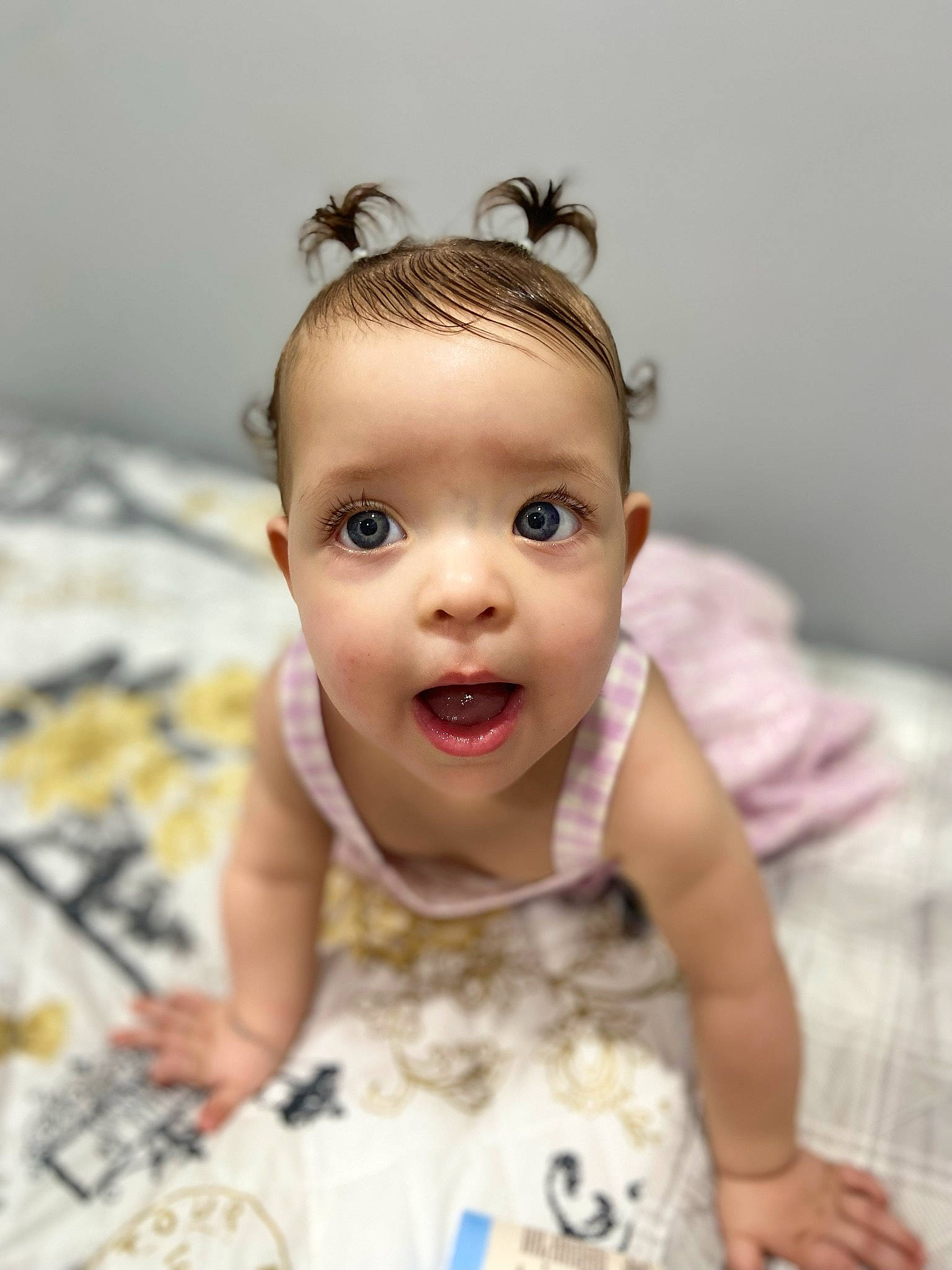 Amelia joined the competition — help win amazing prizes! baby, baby_toddler_clothing, cheek, child, dress, ear, eye, eyelash, fawn, flash_photography, hair_accessory, happy, head, headband, headpiece, iris, jewellery, person, skin, sleeve