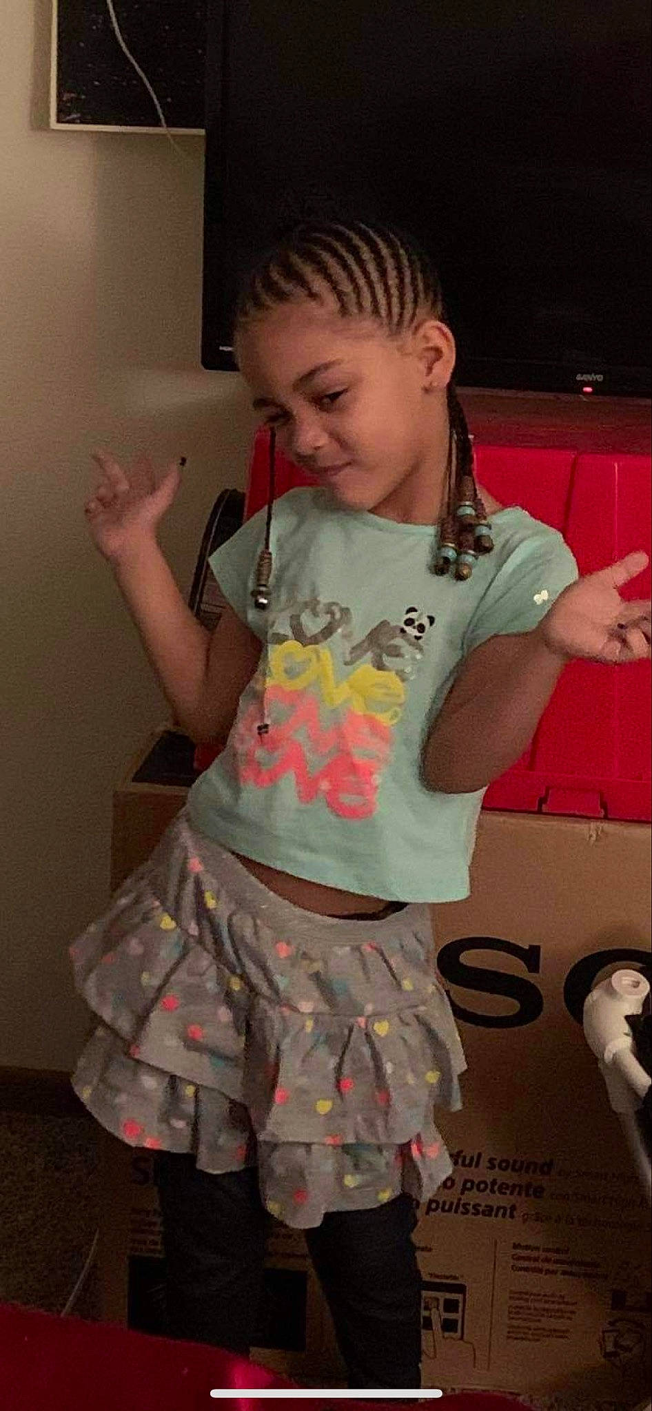 Naomi joined the competition — help win amazing prizes! baby_toddler_clothing, cool, finger, hair, hairstyle, hand, happy, human_body, joint, long_hair, mohawk_hairstyle, neck, person, pink, shoulder, sleeve, t_shirt, thigh, toddler, trunk