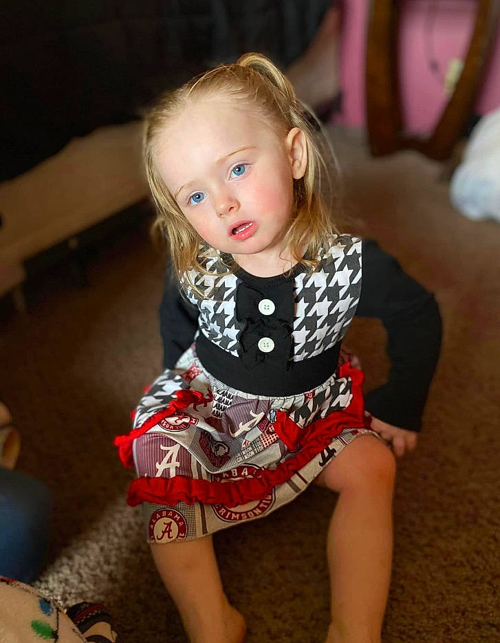 Raelynn joined the competition — help win amazing prizes! baby_toddler_clothing, chair, day_dress, dress, eye, face, fashion_design, flash_photography, floor, flooring, hair, head, joint, long_hair, one_piece_garment, person, skin, sleeve, standing, thigh