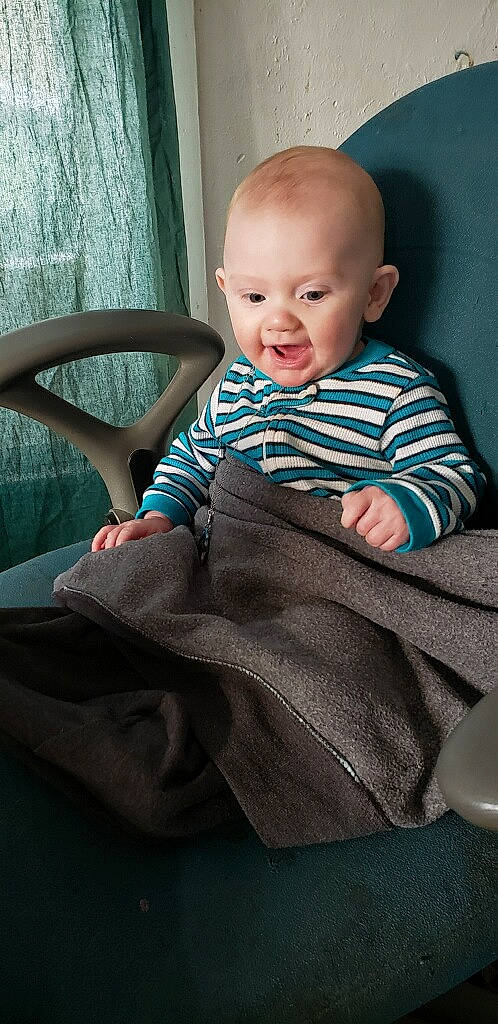 Lukas joined the competition — help win amazing prizes! baby, chair, child, comfort, person, sitting, skin, toddler, turquoise