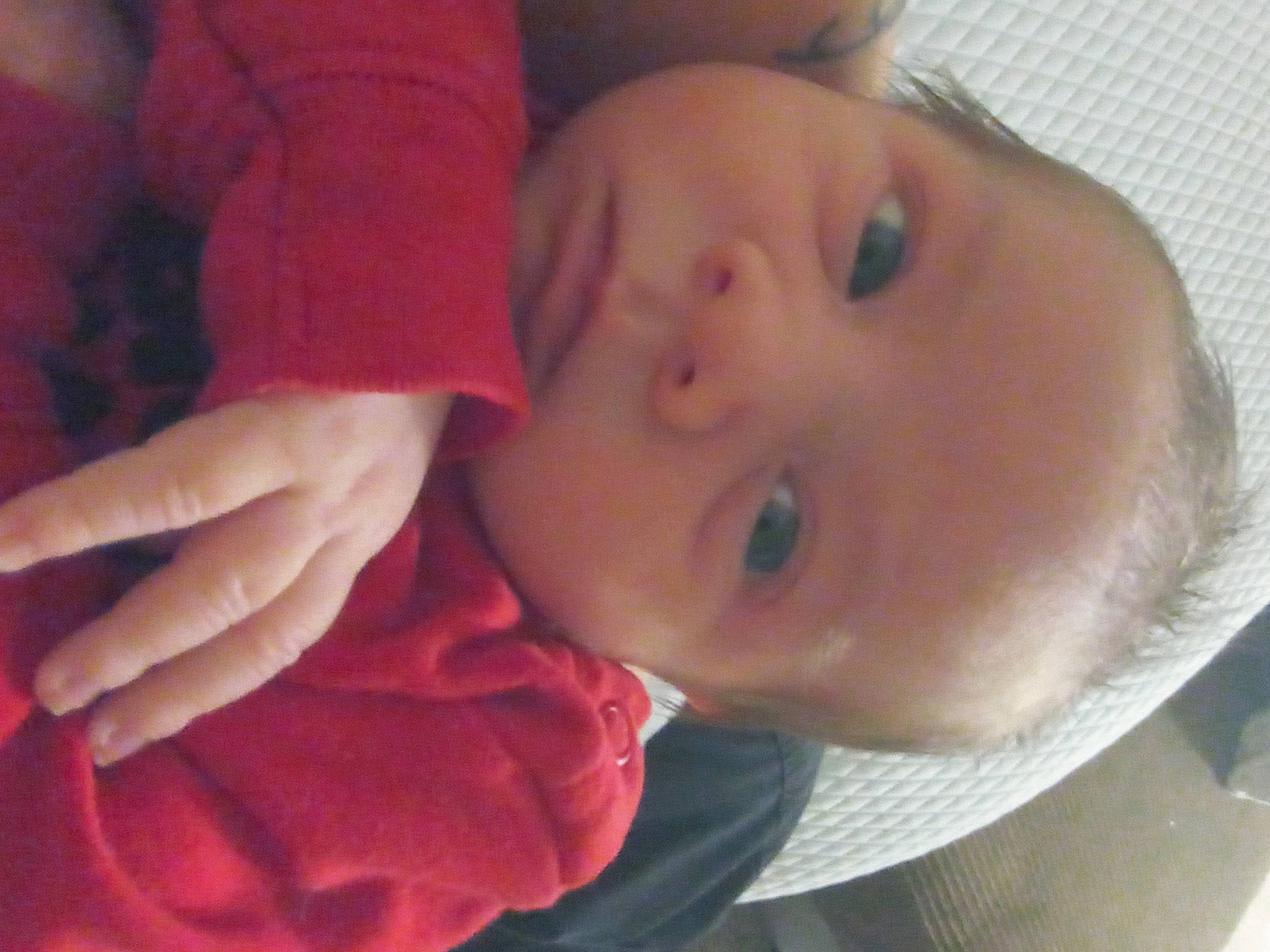 Azriel is registered to the contest to win money with this photo: baby, baby_toddler_clothing, cheek, ear, eyebrow, eyelash, finger, gesture, happy, human_body, iris, lip, mouth, nail, neck, nose, person, skin, sleeve, thumb