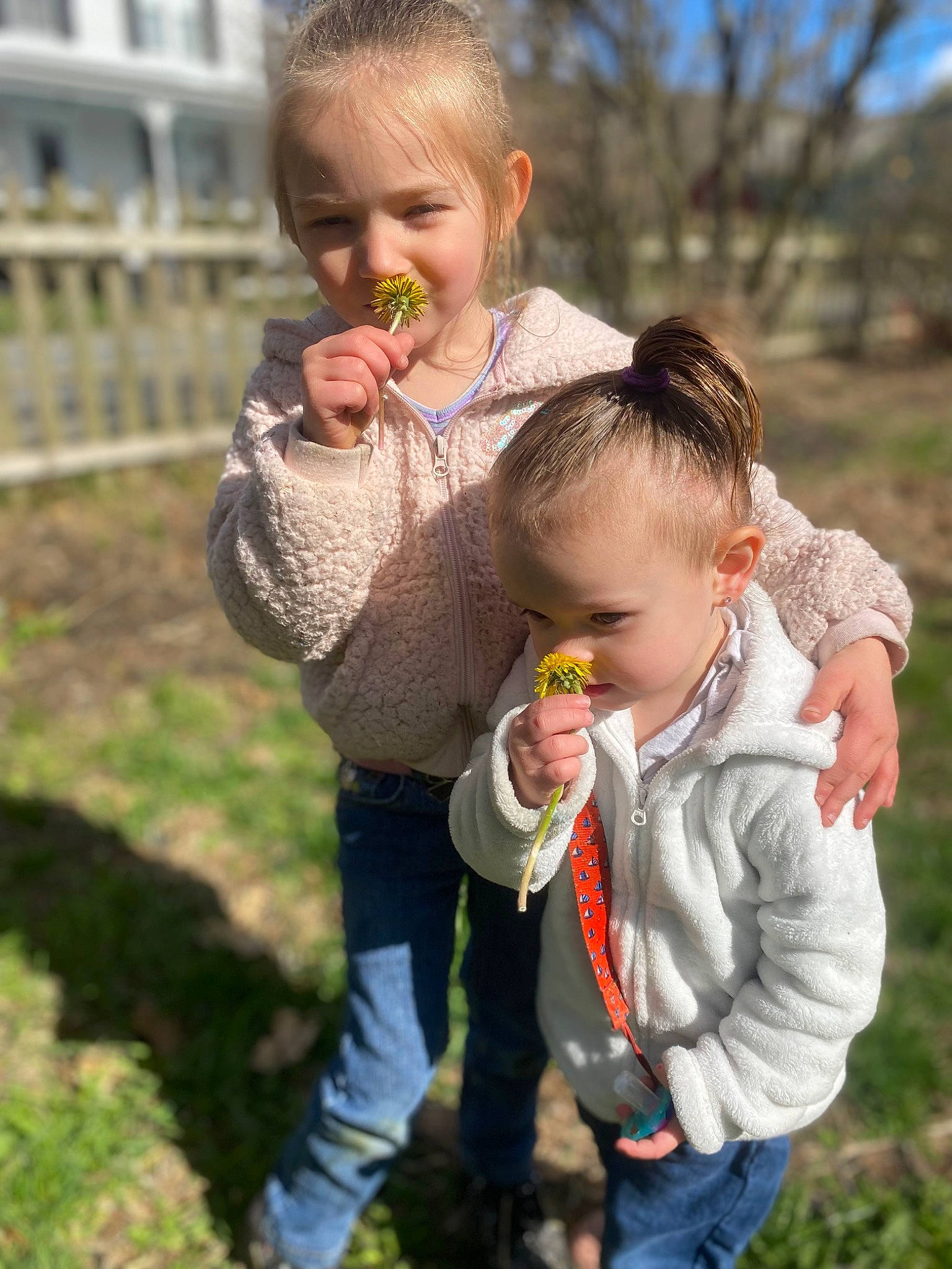Scarlett joined the competition — help win amazing prizes! baby, child, face, finger, gesture, grass, grass_family, hairstyle, hand, happy, iris, jeans, leisure, people, people_in_nature, person, photograph, plant, standing, toddler