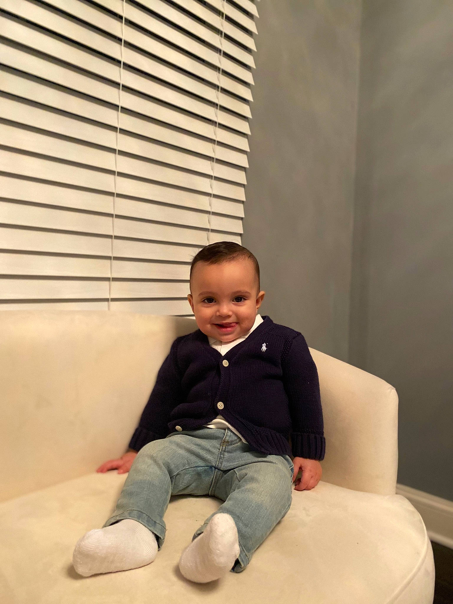 Richard joined the competition — help win amazing prizes! baby_toddler_clothing, barefoot, comfort, eye, flooring, foot, head, human_leg, joy, knee, person, room, sitting, sleeve, smile, t_shirt, thigh, tints_and_shades, toddler, window