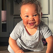 Kimora joined the competition — help win amazing prizes! baby, child, clothing, crawling, cute, expression, face, floor, hands, happy, home, indoors, infant, person, playful, portrait, smiling, sunlight, toddler, wood_floor