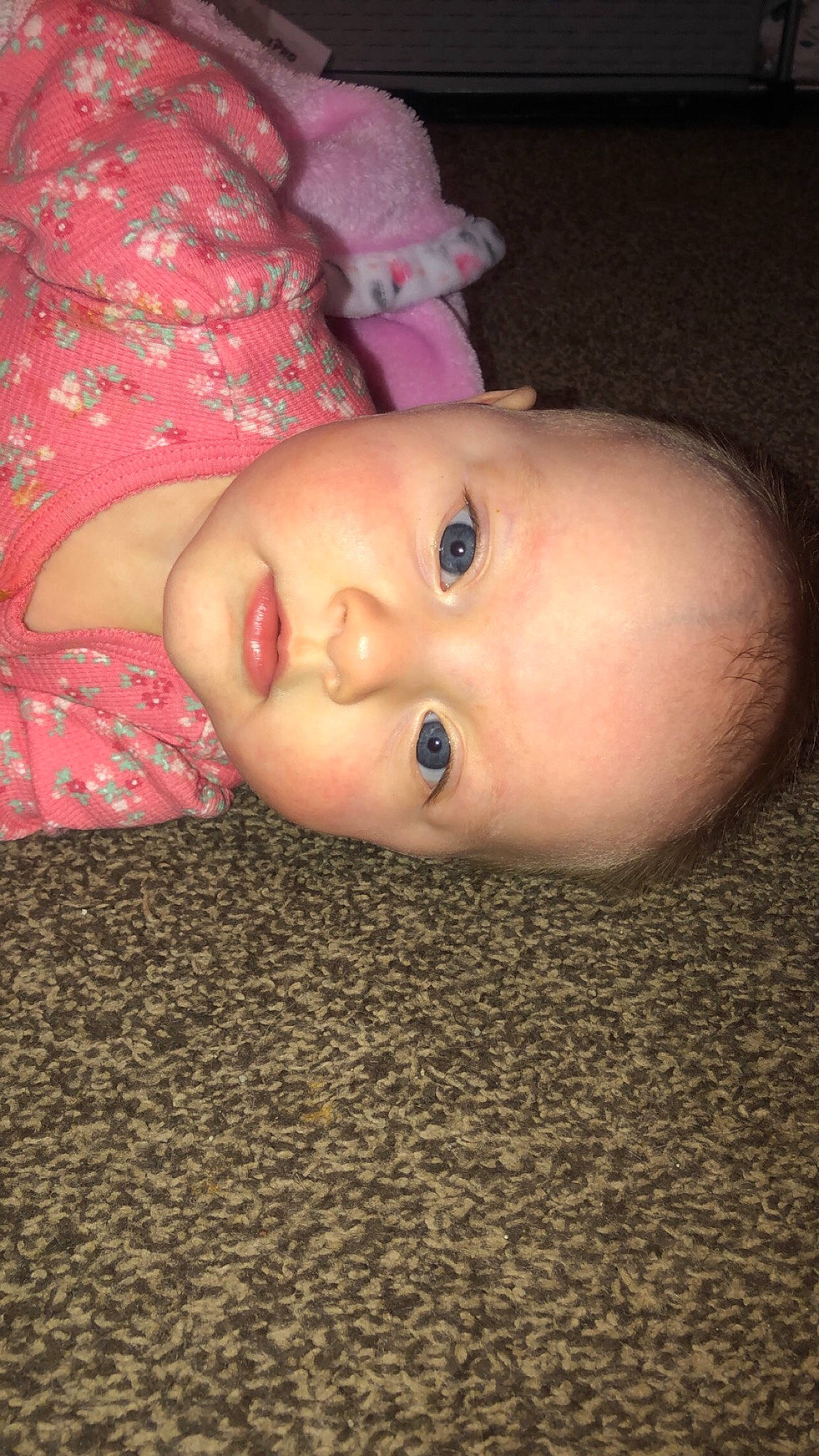 Emorie joined the competition — help win amazing prizes! baby, baby_toddler_clothing, cheek, child, eye, eyebrow, eyelash, flooring, forehead, head, iris, lip, magenta, mouth, nose, pattern, person, room, skin, toddler