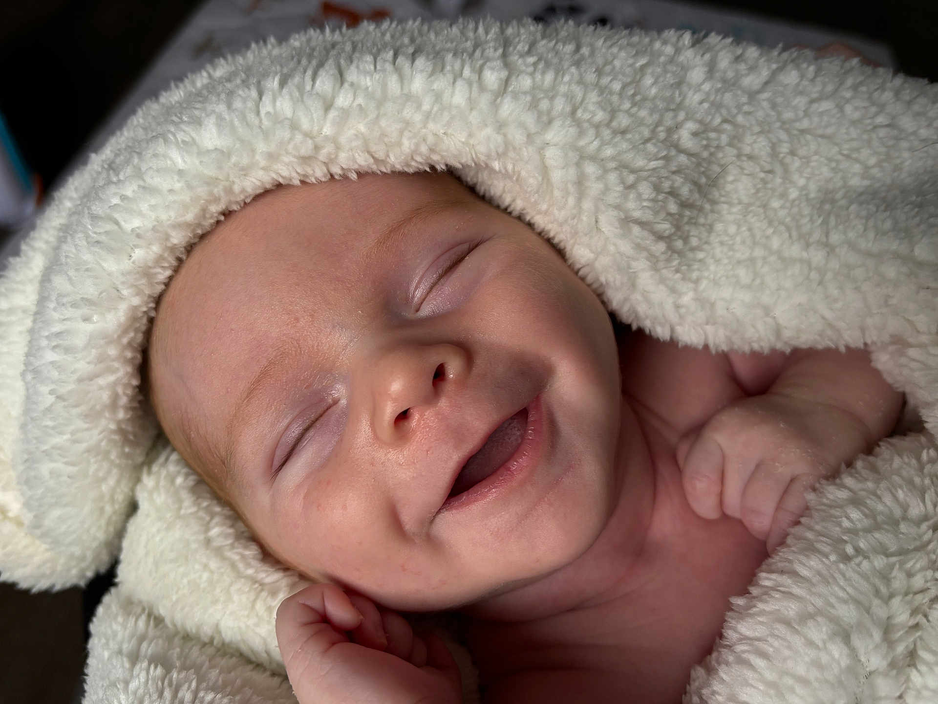 Kyren joined the competition — help win amazing prizes! baby, blanket, smiling, face, skin, hand, infant, closeup, soft, comfort, cozy, sleeping, cute, newborn, wrapped, warm, peaceful, portrait, child, human