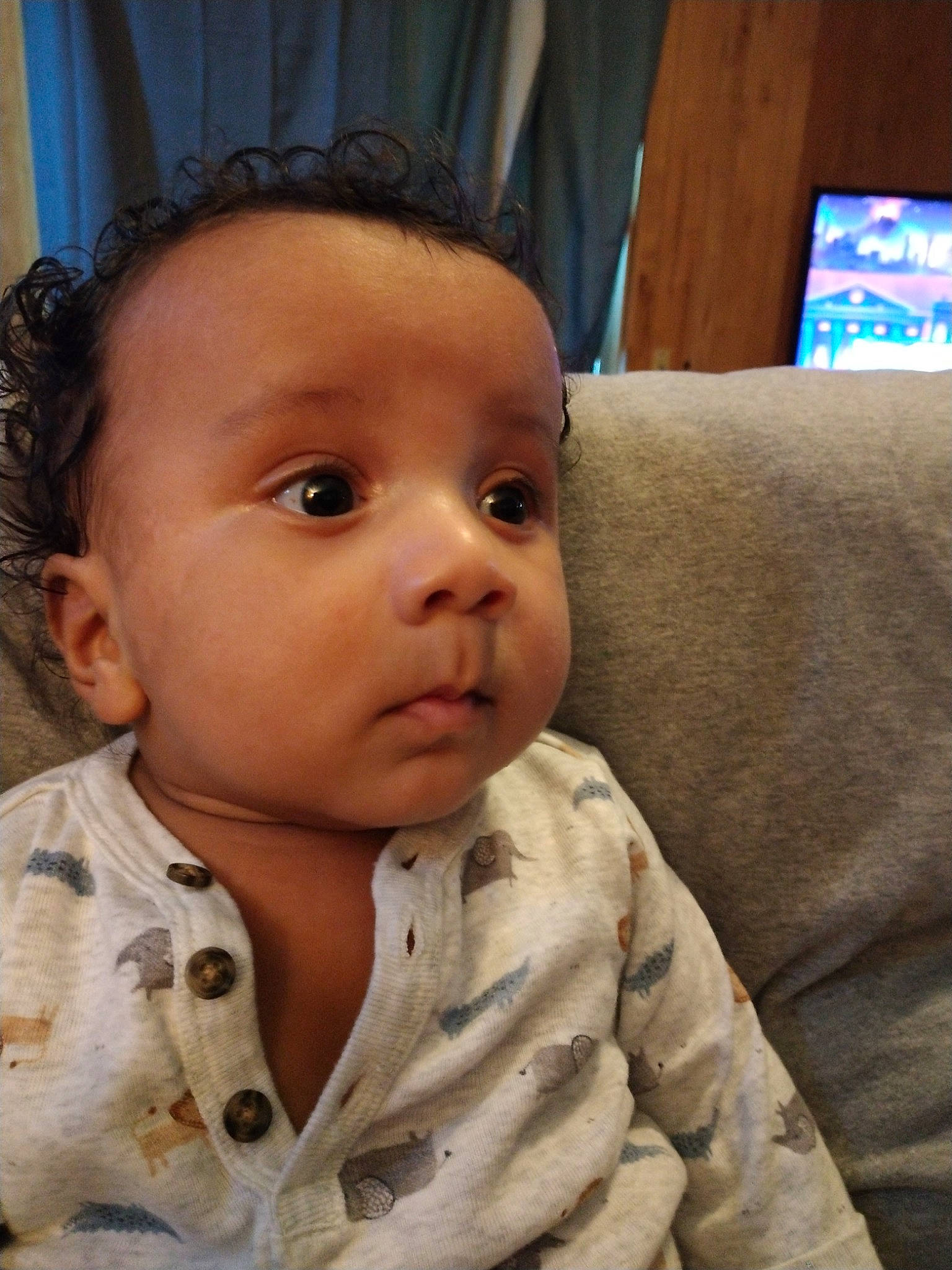 Rowland joined the competition — help win amazing prizes! baby, baby_toddler_clothing, cheek, child, comfort, cool, couch, ear, eyebrow, eyelash, forehead, happy, iris, lip, nose, person, sitting, skin, sleeve, television