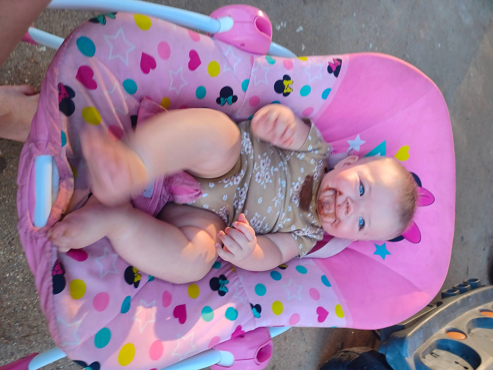 Avery is registered to the contest to win money with this photo: baby, baby_products, baby_toddler_clothing, child, comfort, event, fun, happy, leisure, magenta, pattern, person, pink, play, purple, recreation, sitting, sweetness, toddler