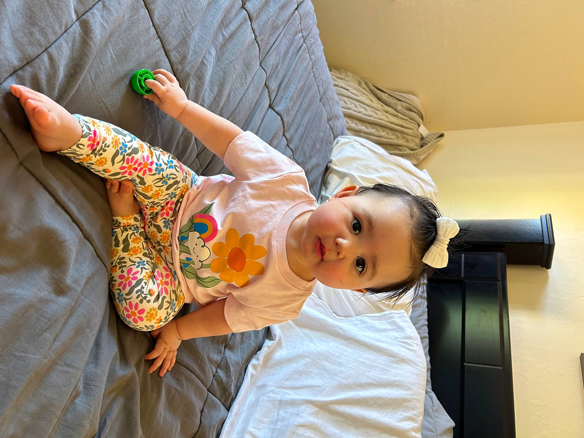 Heaven is registered to the contest to win money with this photo: baby, baby_products, baby_toddler_clothing, child, comfort, elbow, foot, fun, happy, human_body, human_leg, joint, leg, linens, pattern, person, room, sitting, skin, thigh