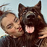 The Little Haïry participe au concours pour gagner de l'argent avec cette photo : person, dog, german_shepherd, face, tongue_out, happy, outdoor, sky, tree, pet, fur, expression, smile, close_up, playful, leash, hand, hair, nature, casual
