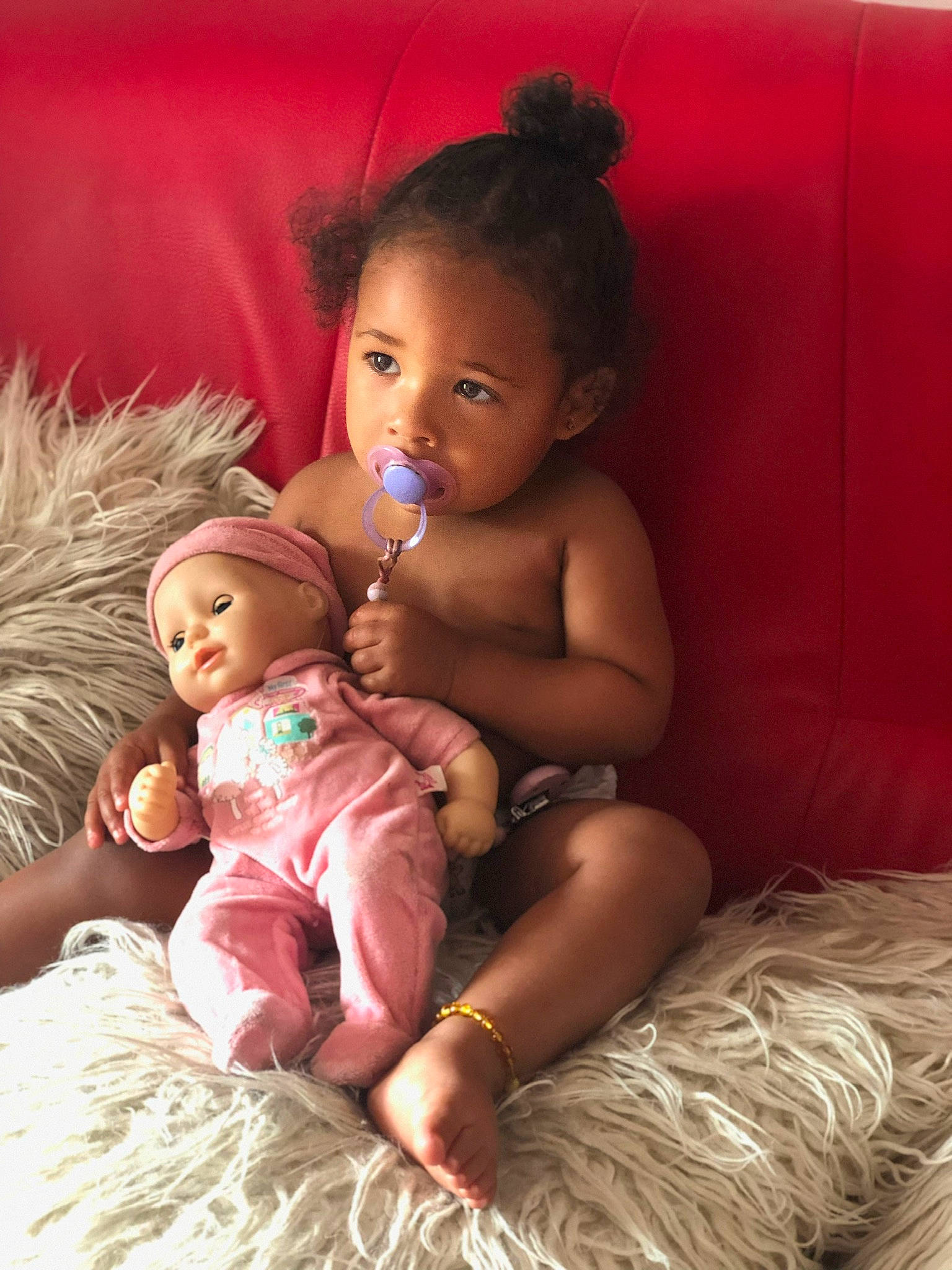 Sharla-mae joined the competition — help win amazing prizes! baby, cheek, child, doll, iris, person, pink, sibling, sitting, skin, toddler, toy