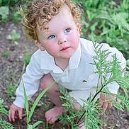 Rhodes is registered to the contest to win money with this photo: baby, blonde, bodypart, crawling, face, finger, garden, grass, hair, hand, head, herbal, herbs, leaf, nature, outdoors, person, photography, plant, portrait