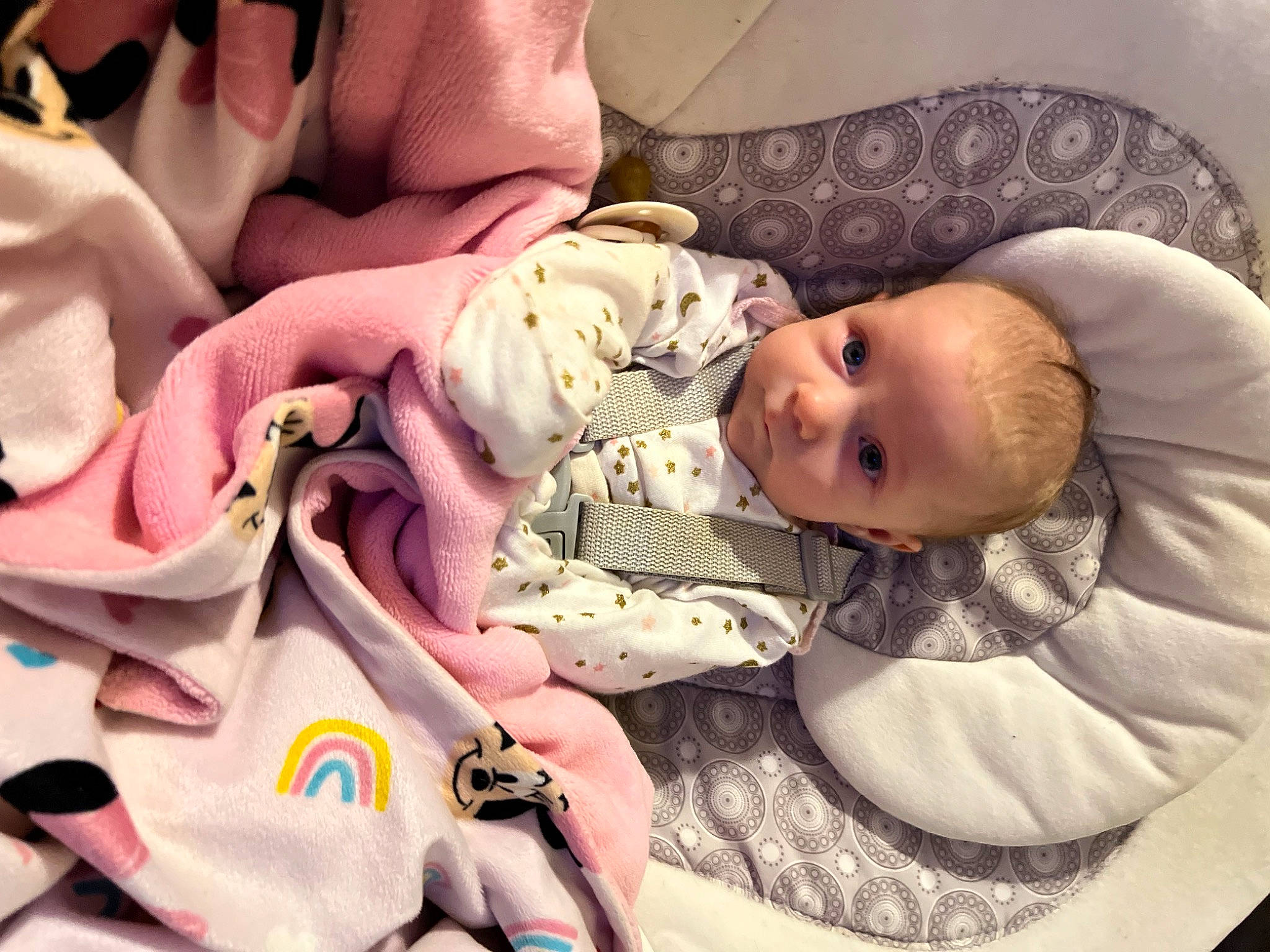 Georgia joined the competition — help win amazing prizes! baby, baby_products, baby_safety, baby_toddler_clothing, blanket, carmine, cheek, child, comfort, infant_bed, linens, pattern, peach, person, product, room, skin, textile, toddler