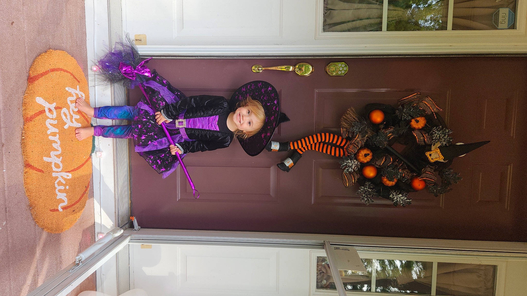 Kendra is registered to the contest to win money with this photo: fun, joy, magenta, person, picture_frame, purple, room, shelf, smile, toddler, vegetable, window, wood