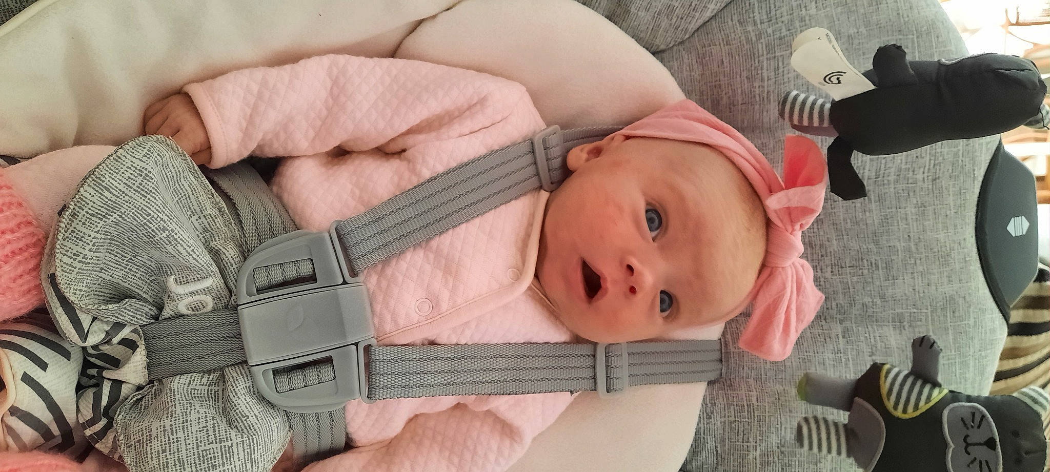 Serena participe au concours pour gagner de l'argent avec cette photo : baby, baby_products, baby_safety, cheek, child, head, headgear, mouth, person, pink, product, skin, toddler