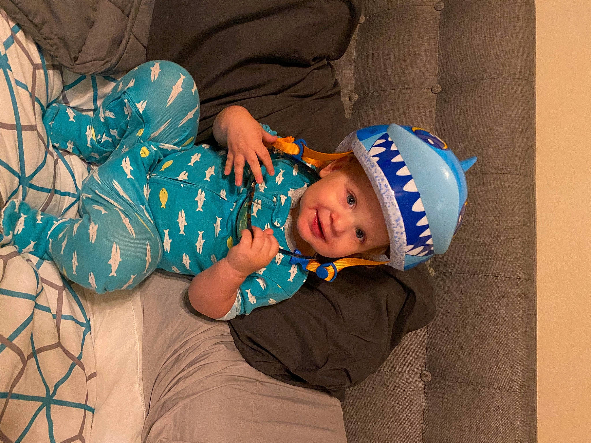 Asher Lang joined the competition — help win amazing prizes! baby, baby_toddler_clothing, child, comfort, electric_blue, event, fun, grass, happy, headwear, human_leg, lap, leisure, pattern, person, portrait_photography, room, sitting, sleeve, t_shirt