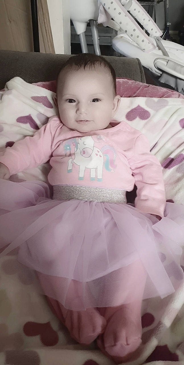 Jaeda joined the competition — help win amazing prizes! baby, baby_products, baby_toddler_clothing, ballet_tutu, cheek, child, costume, dress, eye, head, iris, person, pink, product, skin, toddler