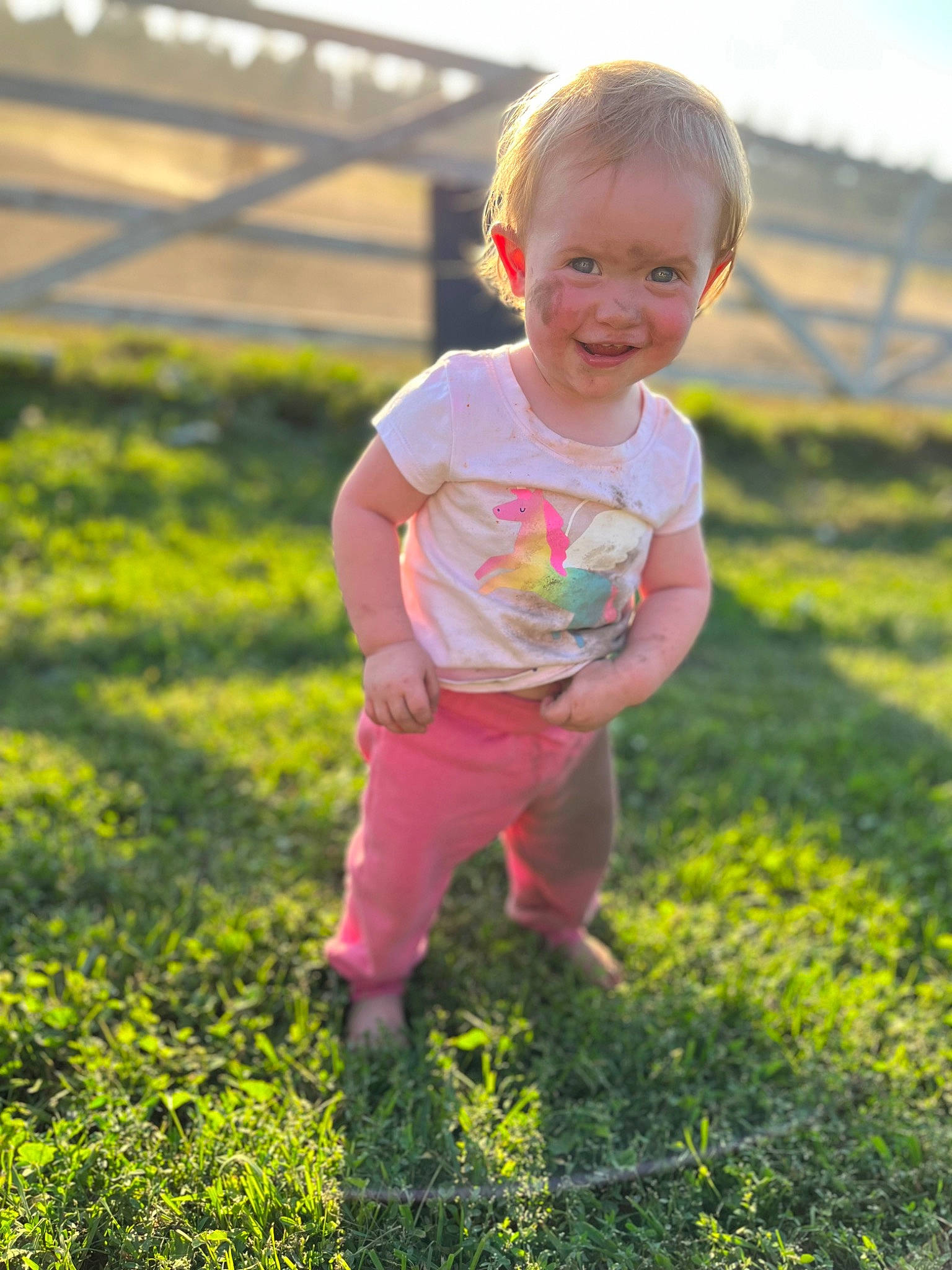 Lainee is registered to the contest to win money with this photo: baby, baby_toddler_clothing, child, fun, grass, grass_family, grassland, groundcover, happy, landscape, meadow, natural_environment, people_in_nature, person, plant, play, prairie, sky, smile, t_shirt