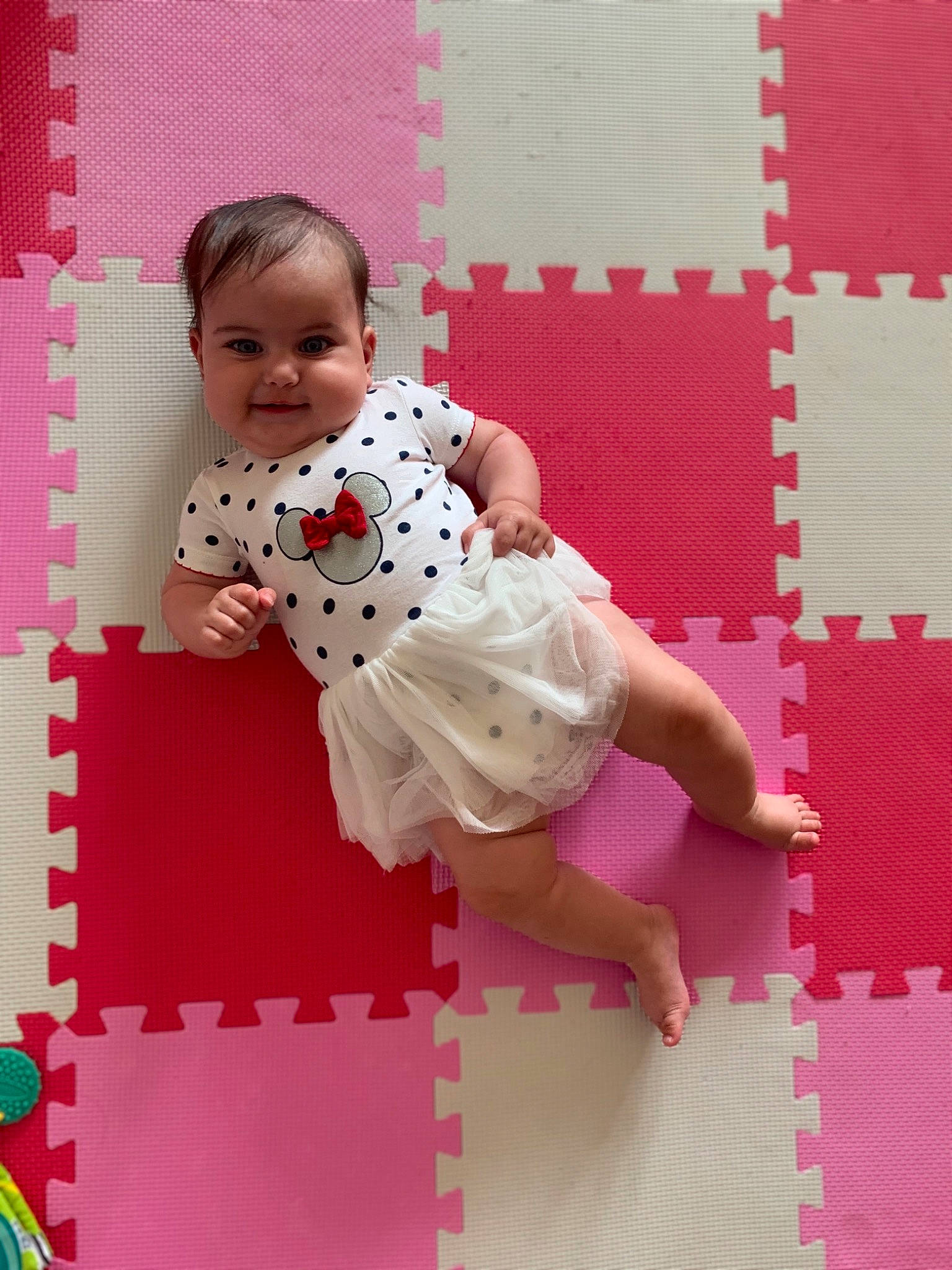 Lexie participe au concours pour gagner de l'argent avec cette photo : art, baby, baby_toddler_clothing, child, craft, design, flooring, joy, pattern, person, pink, polka_dot, product, textile, toddler