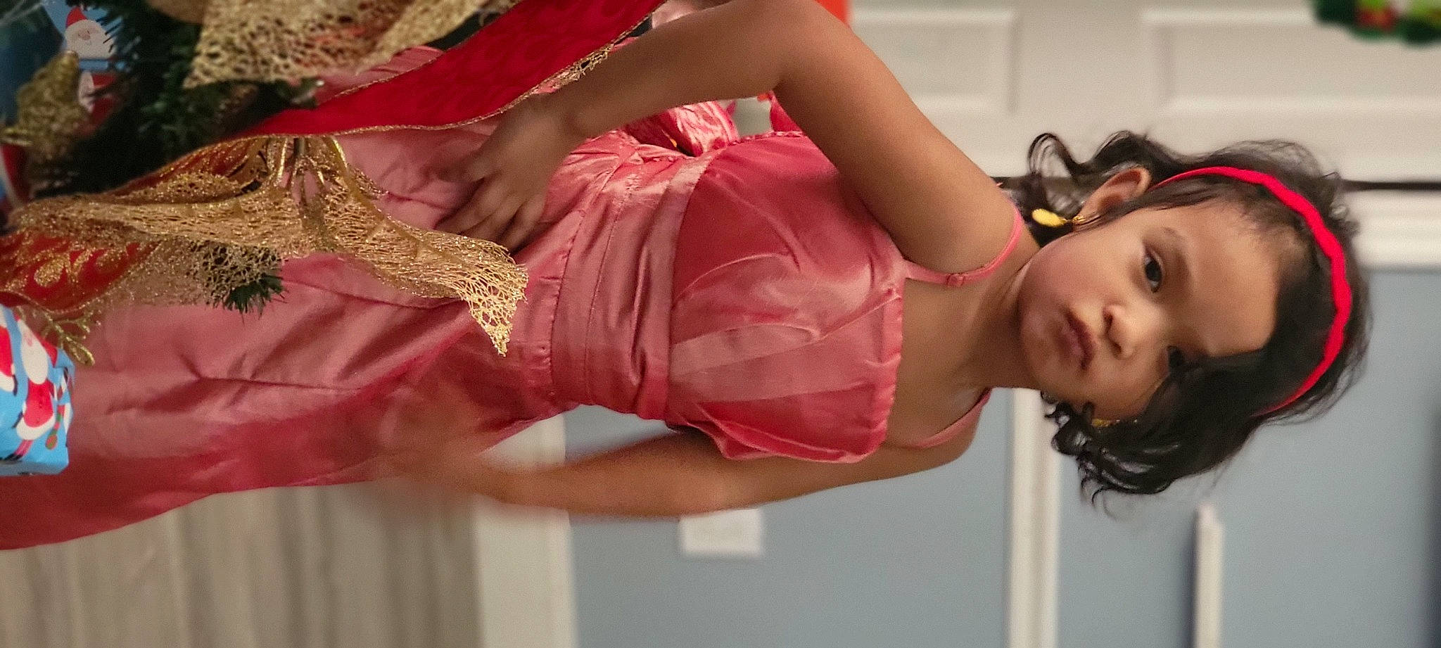 Allyson is registered to the contest to win money with this photo: abdomen, arm, beauty, chest, dress, elbow, event, eyelash, fashion_design, human_leg, joint, magenta, person, pink, satin, silk, skin, thigh, trunk, waist