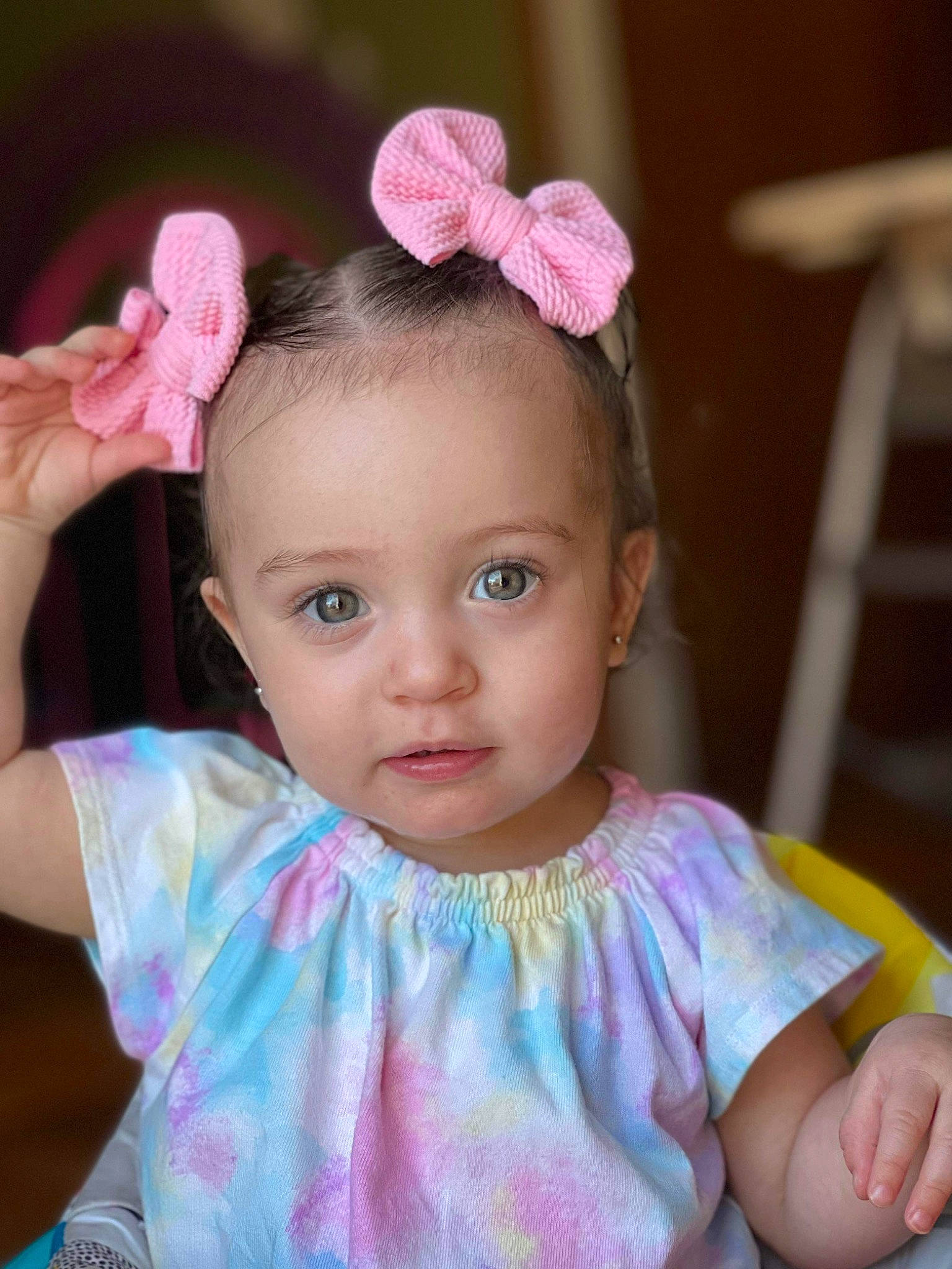 Harmony is registered to the contest to win money with this photo: baby_toddler_clothing, cheek, chin, dress, ear, eye, eyebrow, eyelash, face, hair, hairstyle, happy, head, headgear, iris, lip, neck, person, pink, skin